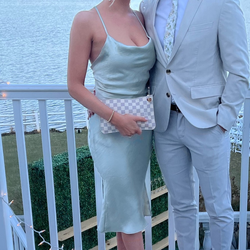 Sage Satin Midi Dress